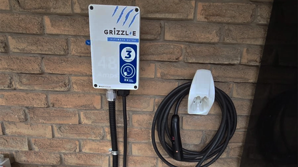 Grizzl-E Level 2 EV charger installed on a residential home in Ontario
