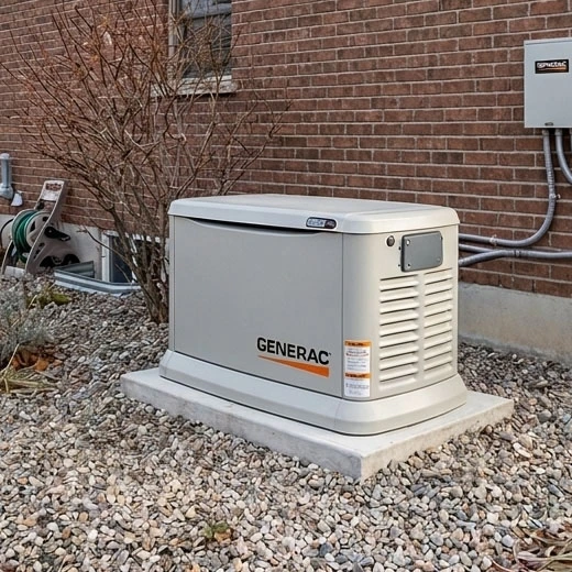 Generac standby generator installed beside Ontario home
