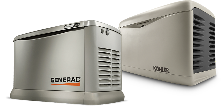 Generac and Kohler standby generators installed outside Ontario homes